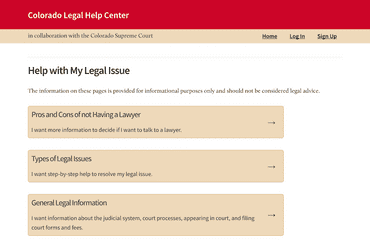 Colorado Legal Help Center Screenshot